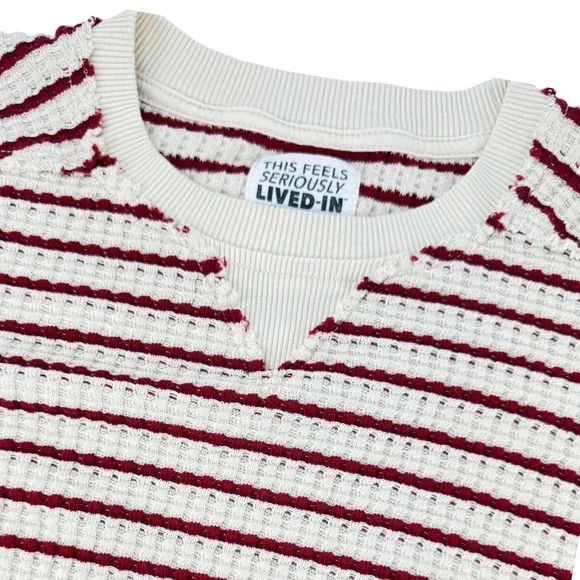 American Eagle M Lived-In Waffle Knit Striped Oversized Sweater Coastal Casual - Picture 9 of 14